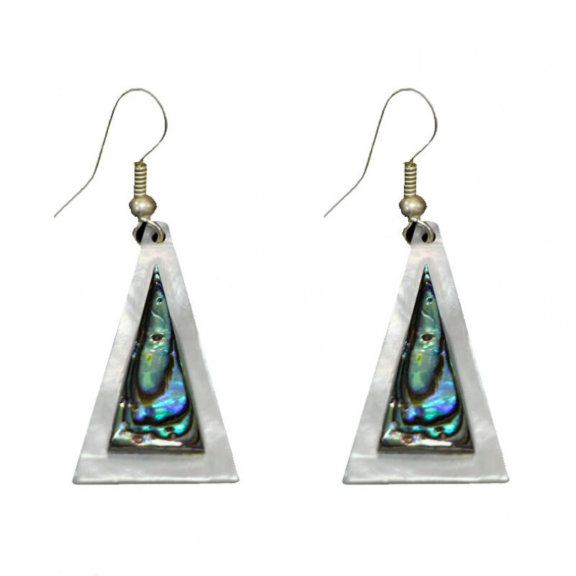 Mother of Pearl & Abalone Triangle Earrings