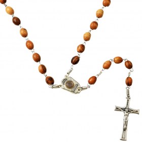 Olive Wood Rosary with Holy Earth