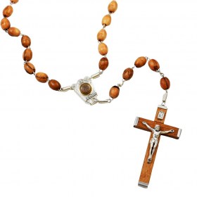 Olive Wood Rosary Beads with Holy Earth